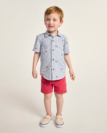 Boys Embroidered Flag 2-Piece Outfit Set - Nantucket Charm