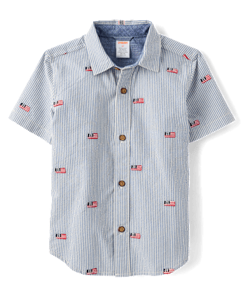 Boys Embroidered Flag 2-Piece Outfit Set - Nantucket Charm