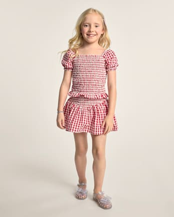 Girls Gingham Seersucker 2-Piece Outfit Set - Nantucket Charm