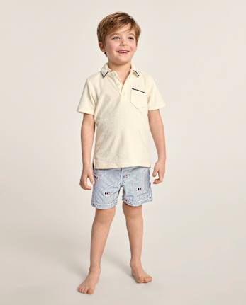 Boys Embroidered Flag 2-Piece Swim Set - Swim Shop