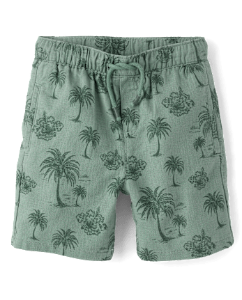 Boys Embroidered Tropical Leaf Linen-Blend 2-Piece Outfit Set-  Amalfi Coast