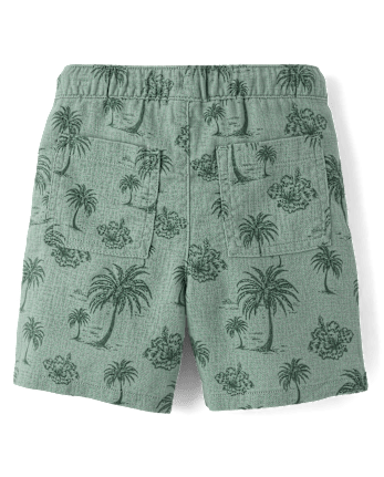 Boys Embroidered Tropical Leaf Linen-Blend 2-Piece Outfit Set-  Amalfi Coast