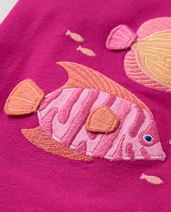 Girls Embroidered Turtle Flutter 2-Piece Outfit Set - Amalfi Coast