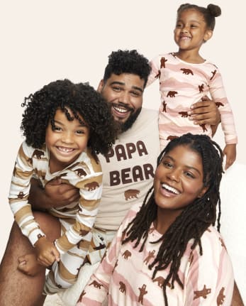 Pijama de punto con suéter de oso familiar a juego para mujer