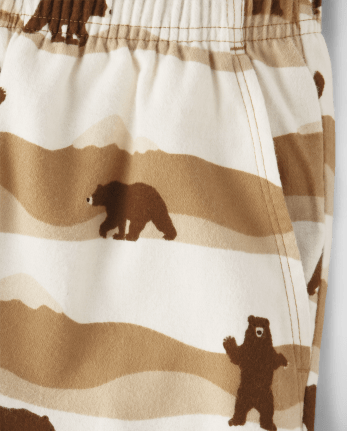 Mens Matching Family Bear Flannel Pajama Shorts