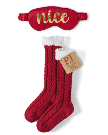 Womens Reversible Naughty Nice 2-Piece Accessory Set