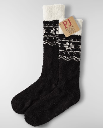 Calcetines cómodos Fairisle con copos de nieve para mujer