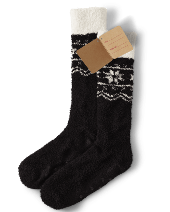 Calcetines cómodos Fairisle con copos de nieve para mujer
