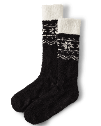 Calcetines cómodos Fairisle con copos de nieve para mujer