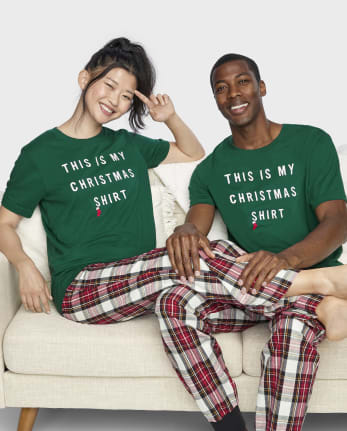 Camiseta para dormir unisex con estampado navideño para adultos