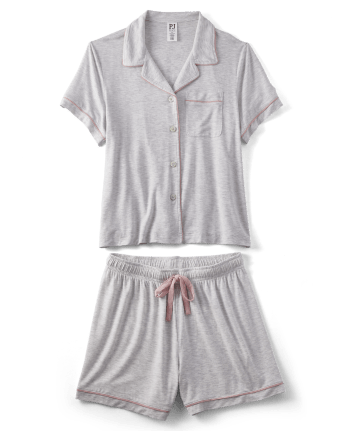Womens Short Sleeve Modal Pajama Top And Shorts Set