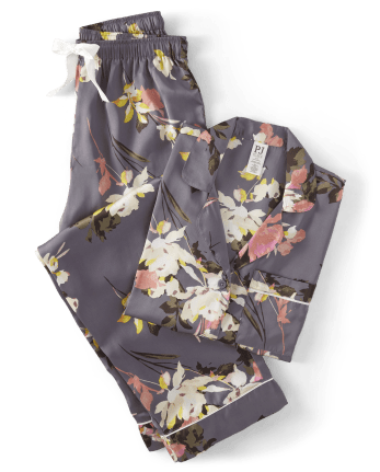 Womens Print Satin Pajamas