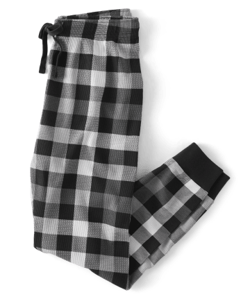 Mens Buffalo Plaid Thermal Pajama Pants | The Children's Place - BLACK