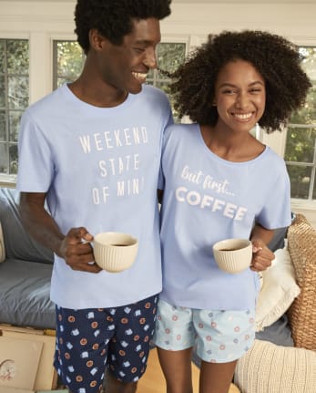 Coordinating Couple Pajamas - Weekend Coffee