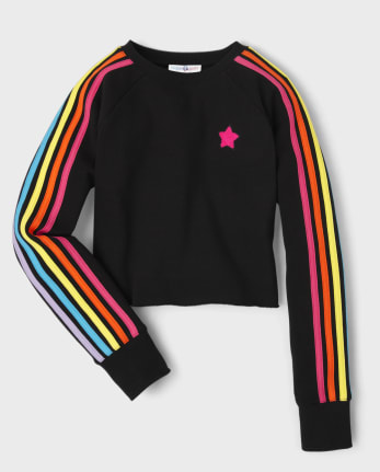 Top corto acogedor con diseño de arcoíris para niñas Tween