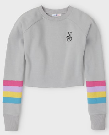Tween Girls Peace Sign Cozy Cropped Top