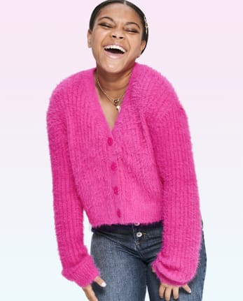 Teen Girls Long Sleeve Eyelash Cropped Cardigan The Children s