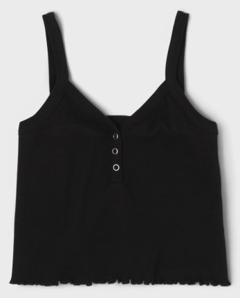 Tween Girls Ribbed Henley Cropped Tank Top