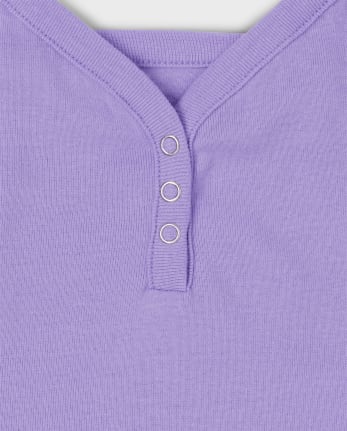 Tween Girls Ribbed Henley Cropped Tank Top
