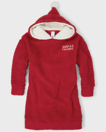 Camisón con capucha de Santa Sherpa para niñas Tween