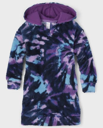 Tween Girls Tie Dye Sherpa Hoodie Nightgown