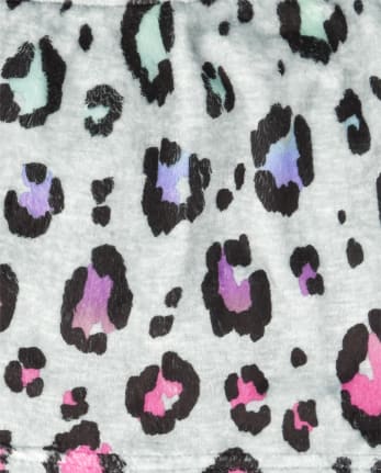 Pijama de forro polar acogedor con estampado de leopardo arcoíris para niñas Tween