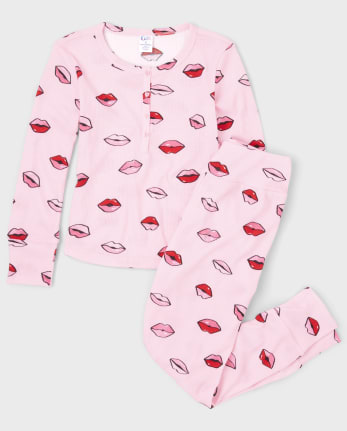 Tween Girls Lips Thermal Pajamas