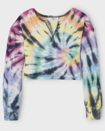 Top acogedor con cuello dividido y teñido anudado para niñas Tween