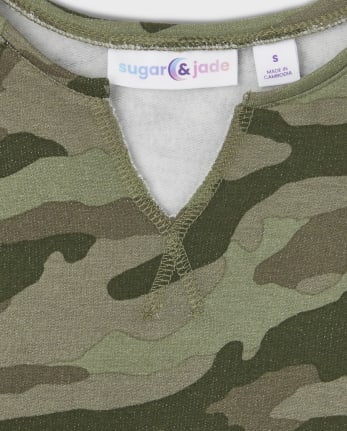 Teen Girls Long Sleeve Camo Cozy Split Neck Knit Top SAGE POND The Children s Place