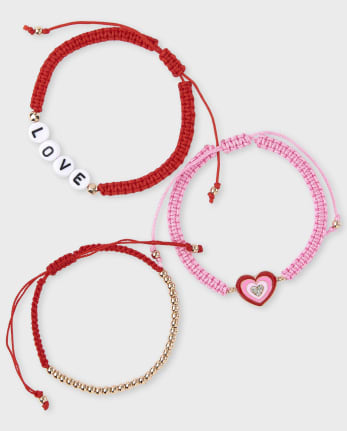 Tween Girls Love Heart Bracelet 3-Pack