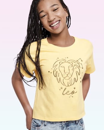 Teen Girls Short Sleeve Leo Zodiac Boxy Tee | The Children's Place ...