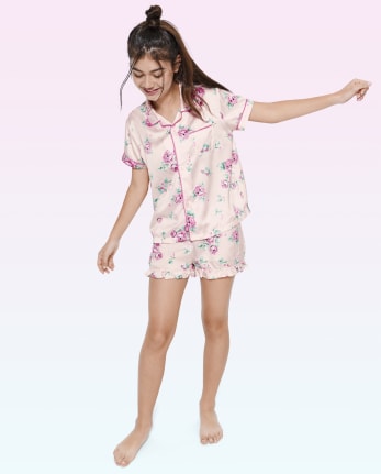Tween Girls Floral Charmeuse Pajamas