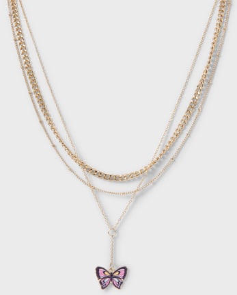 Tween Girls Butterfly Layered Necklace