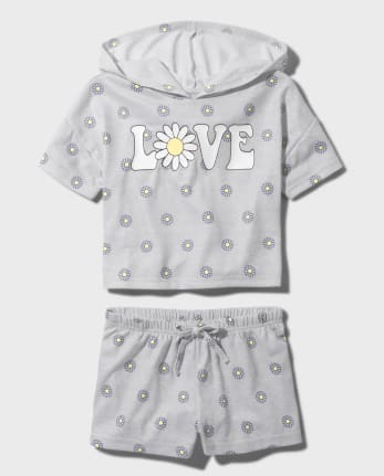 Tween Girls Daisy French Terry Pajamas