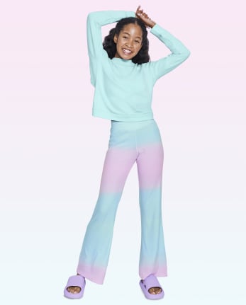 Tween Girls Ombre Ribbed Flare Pants