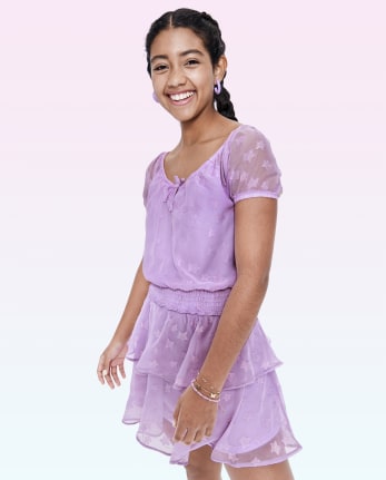 Tween Girls Star Smocked Top