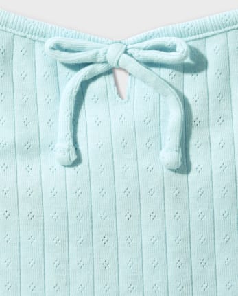 Camisola de pointelle de canalé para niñas Tween