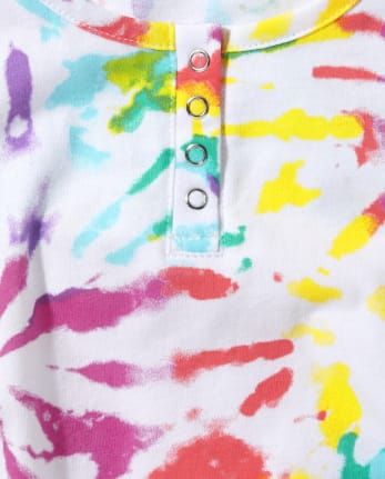 Tween Girls Tie Dye Henley Tank Top