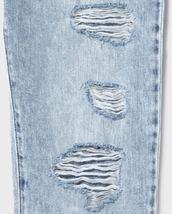 Girls Distressed Straight Jeans