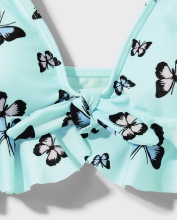 Tween Girls Butterfly Ruffle Tie Bikini Swimsuit