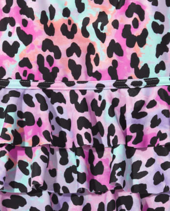 Tween Girls Leopard Ruffle Tankini Swimsuit