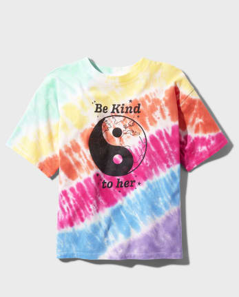 Camiseta extragrande con efecto tie-dye para niñas Tween