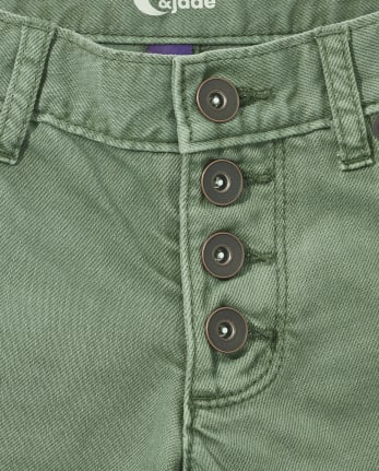 Tween Girls Button Front Denim Shortie Shorts