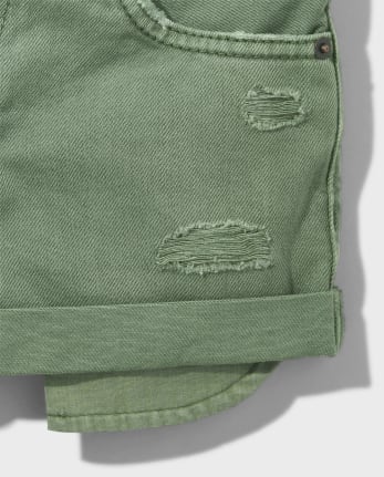 Tween Girls Button Front Denim Shortie Shorts