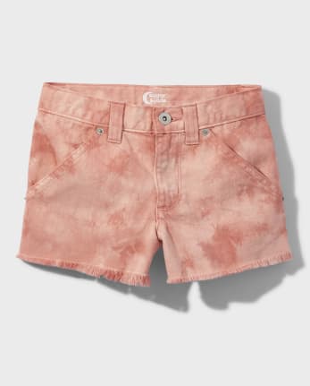 Pantalones cortos de carpintero de mezclilla teñido anudado para niñas Tween