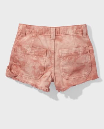 Pantalones cortos de carpintero de mezclilla teñido anudado para niñas Tween