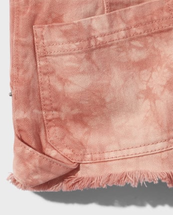 Pantalones cortos de carpintero de mezclilla teñido anudado para niñas Tween