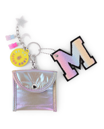 Tween Girls Pouch Keychain with Tie Dye Initial Charm