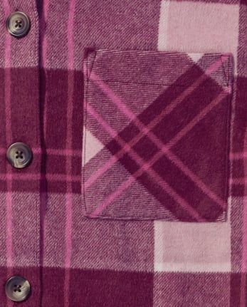 Tween Girls Plaid Oversized Shirt Jacket