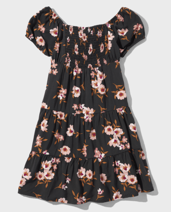 Tween Girls Print Challis Tiered Dress